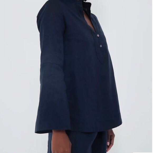 TUCKERNUCK X INDIA HICKS  Navy Linen Eleuthera Popover Tunic - Picture 6 of 6
